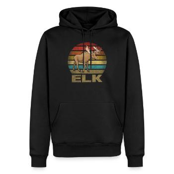 Moose Elk Deer Animal Retro Sunset - Männer Premium Bio Hoodie - Schwarz - Vorne - Nico (187cm)