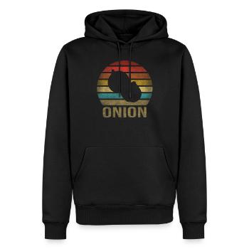 Onion Vegetables Retro Sunset Vintage - Männer Premium Bio Hoodie - Schwarz - Vorne - Nico (187cm)