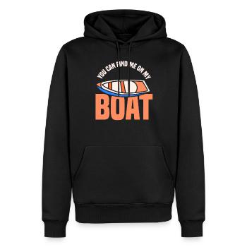 Vous pouvez me trouver sur mon bateau de navigation de plaisance - Sweat à capuche Premium bio Homme - noir - Devant - Nico (187cm)