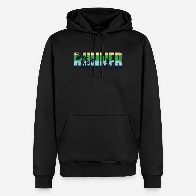 Running Runner Semi-Marathon Rétro - Sweat à capuche Premium bio Homme - noir