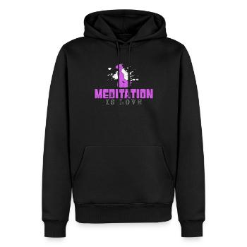 Dicton de méditation - Sweat à capuche Premium bio Homme - noir - Devant - Nico (187cm)