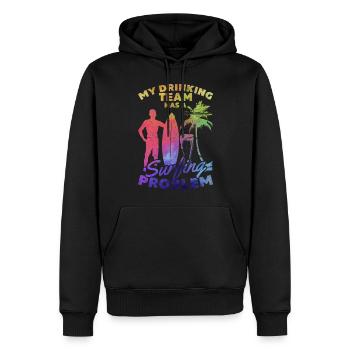 Mein Trinkteam hat ein Surfproblem Lustiger Surfer - Männer Premium Bio Hoodie - Schwarz - Vorne - Nico (187cm)