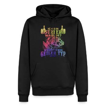 Ich bin Surfer Weil ich ein Geiler Surfer bin - Männer Premium Bio Hoodie - Schwarz - Vorne - Nico (187cm)