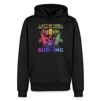 Surfer, auf den ich aufmerksam bin, kann spontan - Männer Premium Bio Hoodie - Schwarz - Vorne - Nico (187cm)