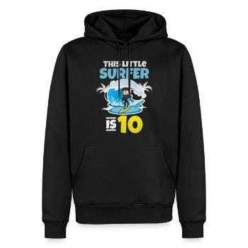 Surfen: Dieser kleine Surfer ist 10 Jahre Surfer - Männer Premium Bio Hoodie - Schwarz - Vorne - Nico (187cm)