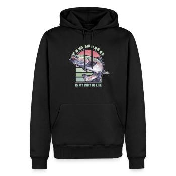 La pêche à la ligne est mon mode de vie Pêcher Les pêcheurs - Sweat à capuche Premium bio Homme - noir - Devant - Nico (187cm)