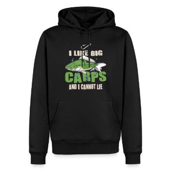 Pêcheur J’aime les grosses carpes et je ne peux pas mentir en pêchant - Sweat à capuche Premium bio Homme - noir - Devant - Nico (187cm)