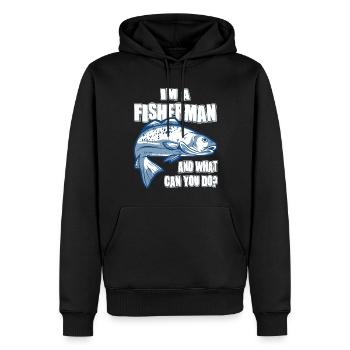 Pêcher chez un pêcheur et que pouvez-vous faire - Sweat à capuche Premium bio Homme - noir - Devant - Nico (187cm)