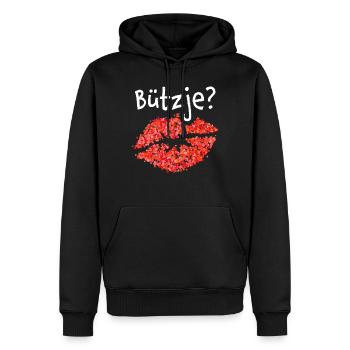 Kölsch Bützje Kölner Kölnerin Köln Karnevalfan - Männer Premium Bio Hoodie - Schwarz - Vorne - Nico (187cm)