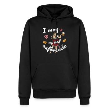 I mog mi ned Aufbrezeln Volksfest Trachten Dirndl - Männer Premium Bio Hoodie - Schwarz - Vorne - Nico (187cm)
