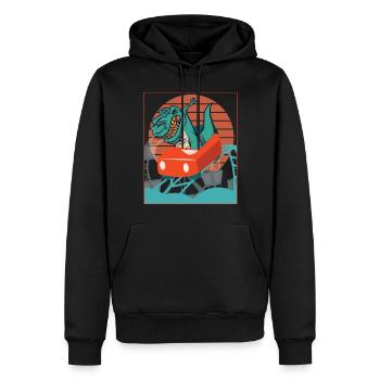Roller Coaster T Rex Dinosaur - Men’s Premium Organic Hoodie - black - Front - Nico (187cm)