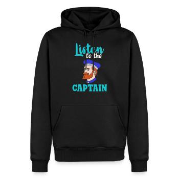 Écoutez le Captain Ship Boat Boat Boat Yacht - Sweat à capuche Premium bio Homme - noir - Devant - Nico (187cm)