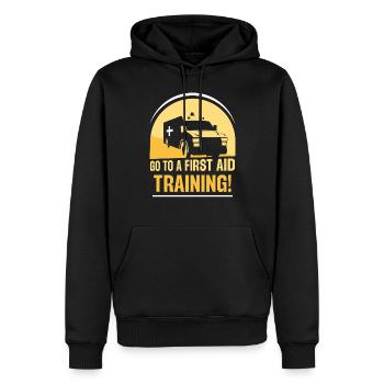Suivez un cours de secourisme! Enseignant - Sweat à capuche Premium bio Homme - noir - Devant - Nico (187cm)