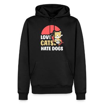 Dear Cats Hate Dogs Cat Lover Pet - Men’s Premium Organic Hoodie - black - Front - Nico (187cm)