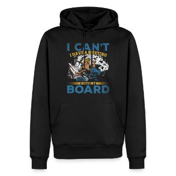 Surfen Ich kann nicht Ich habe ein Meeting mit - Männer Premium Bio Hoodie - Schwarz - Vorne - Nico (187cm)