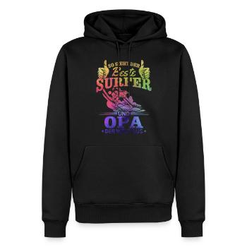 So sieht der beste Surfer und Opa der Welt aus - - Männer Premium Bio Hoodie - Schwarz - Vorne - Nico (187cm)