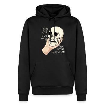 Hamlet Zitat "Sein oder Nichtsein" Design - Männer Premium Bio Hoodie - Schwarz - Vorne - Nico (187cm)