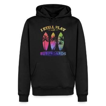 Watersurfer Surfboard Surfing Ich spiele immer - Männer Premium Bio Hoodie - Schwarz - Vorne - Nico (187cm)
