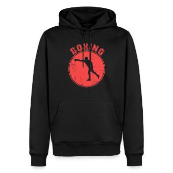 Boxe - Sweat à capuche Premium bio Homme - noir - Devant - Nico (187cm)
