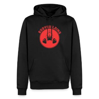 Culturisme - Sweat à capuche Premium bio Homme - noir - Devant - Nico (187cm)