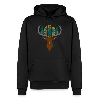 Red deer antlers with deer antlers - Men’s Premium Organic Hoodie - black - Front - Nico (187cm)