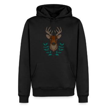 Red deer antlers with deer antlers - Men’s Premium Organic Hoodie - black - Front - Nico (187cm)