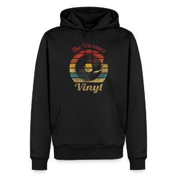 Le Trésor Vinyle Rétro Musique Vintage - Sweat à capuche Premium bio Homme - noir - Devant - Nico (187cm)