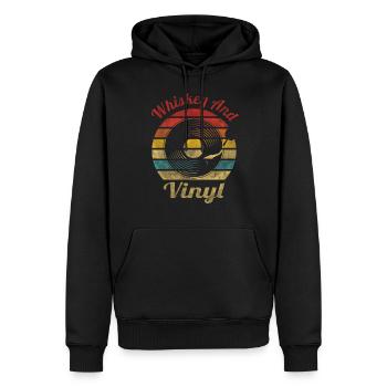 Whisky et vinyle Retro Vintage Music - Sweat à capuche Premium bio Homme - noir - Devant - Nico (187cm)