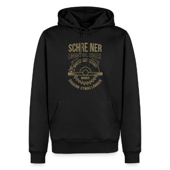Schreiner Unmögliches wird sofort erledigt - Männer Premium Bio Hoodie - Schwarz - Vorne - Nico (187cm)