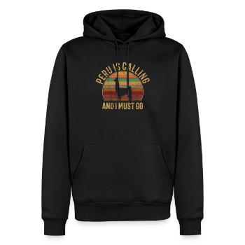Peru Is Calling And I Must Go, peruvian peru - Men’s Premium Organic Hoodie - black - Front - Nico (187cm)