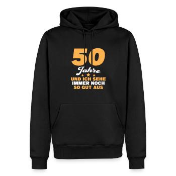 50. Geburtstag Männer Geschenk - Männer Premium Bio Hoodie - Schwarz - Vorne - Nico (187cm)