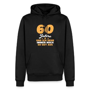60. Geburtstag Männer Geschenk - Männer Premium Bio Hoodie - Schwarz - Vorne - Nico (187cm)