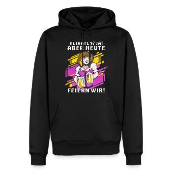 HEIRATEN JA ABER HEUTE FEIERN WIR - Männer Premium Bio Hoodie - Schwarz - Vorne - Nico (187cm)