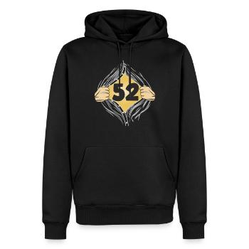 52 ENROULEMENT DE CHEMISE - Sweat à capuche Premium bio Homme - noir - Devant - Nico (187cm)