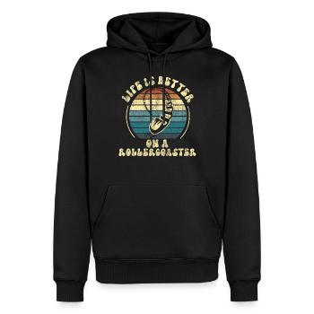 Roller Coaster Retro Vintage Life - Männer Premium Bio Hoodie - Schwarz - Vorne - Nico (187cm)
