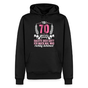 Vor 70 Jahren dachte Gott Schönes 70 Geburtstag - Männer Premium Bio Hoodie - Schwarz - Vorne - Nico (187cm)