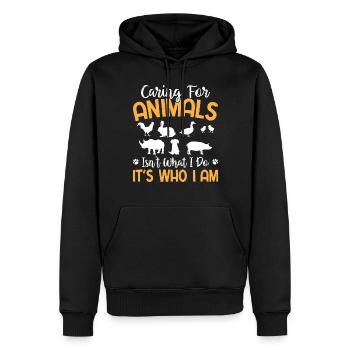 Animal Rights - Caring For Animals It's Who I Am - Männer Premium Bio Hoodie - Schwarz - Vorne - Nico (187cm)
