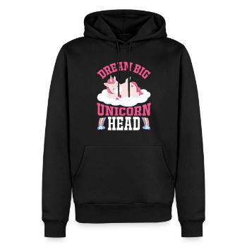 Rêves grande petite licorne licorne - Sweat à capuche Premium bio Homme - noir - Devant - Nico (187cm)