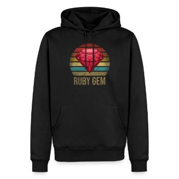 Ruby Gemstone Retro Sunset - Männer Premium Bio Hoodie - Schwarz - Vorne - Nico (187cm)