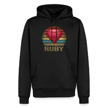 Ruby Gemstone Retro Sunset - Männer Premium Bio Hoodie - Schwarz - Vorne - Nico (187cm)