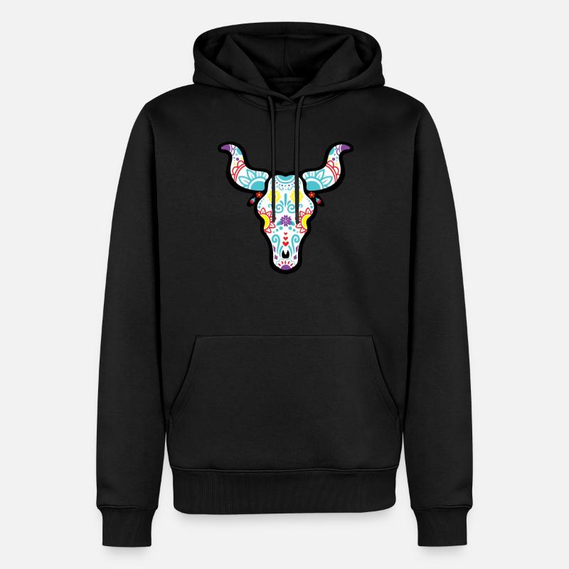 Tête de Taureau Taureau Mexique - Sweat à capuche Premium bio Homme - noir