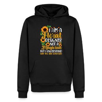 Fleuriste - Sweat à capuche Premium bio Homme - noir - Devant - Nico (187cm)
