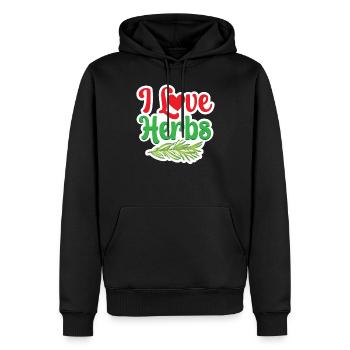 J’adore les herbes herbes herbes aromatiques jardin d’herbes aromatiques - Sweat à capuche Premium bio Homme - noir - Devant - Nico (187cm)