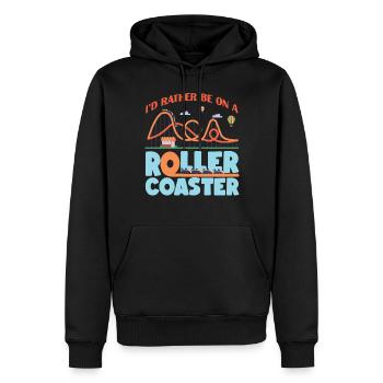 Montagnes russes que je préférerais être sur A - Sweat à capuche Premium bio Homme - noir - Devant - Nico (187cm)