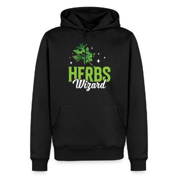 Herbes Magicien Jardin d’herbes Herboristerie Herbe herbacée - Sweat à capuche Premium bio Homme - noir - Devant - Nico (187cm)