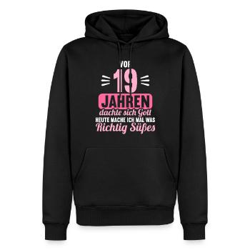 Vor 19 Jahren dachte Gott mach Gutes 19 Geburtstag - Männer Premium Bio Hoodie - Schwarz - Vorne - Nico (187cm)