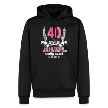 Il y a 40 ans, Dieu pensait bien 40 ans - Sweat à capuche Premium bio Homme - noir - Devant - Nico (187cm)