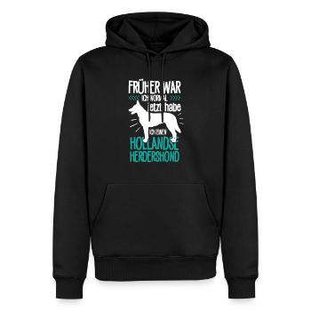 Hollandse Herdershond früher war ich normal - Männer Premium Bio Hoodie - Schwarz - Vorne - Nico (187cm)