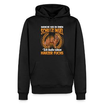 Harzer Fuchs ist mein Schutzengel Hütefuchs - Männer Premium Bio Hoodie - Schwarz - Vorne - Nico (187cm)