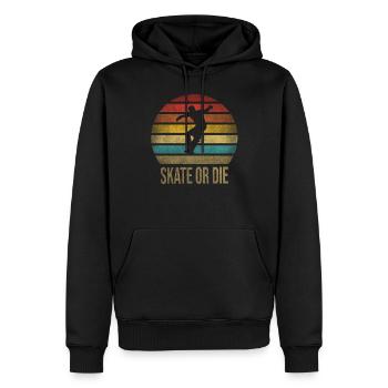 Skateboard Skate Or Die Retro Sunset - Männer Premium Bio Hoodie - Schwarz - Vorne - Nico (187cm)